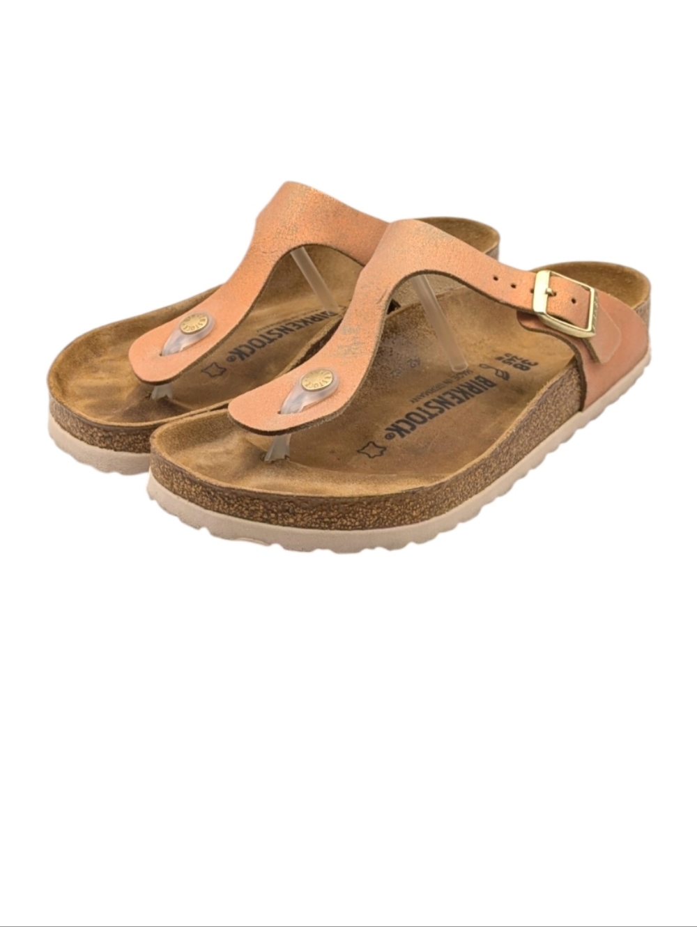 Birkenstock Gizeh Washed Metallic Orange Leather Sandals EU 38 US L7 M5 S4095 - Picture 8 of 12